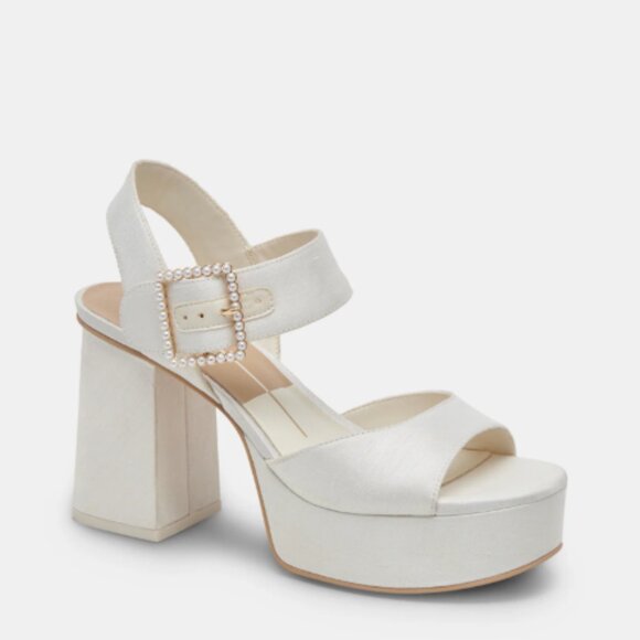 Dolce Vita Bobby Pearl Buckle Chunky Heels White Pearls Size 8 Retail $160.00 - Picture 6 of 16